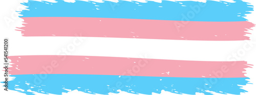 Transgender pride flag vector illustration isolated on transparent background. Brush stroke shape. Flat style element