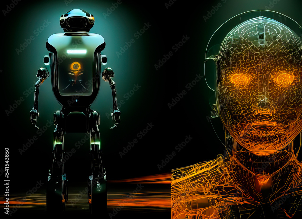 Robots. Futuristic interpretation Future 2025.Generation of robots
