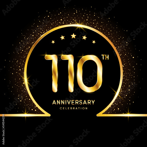110th Anniversary. Golden Anniversary template design for celebration event, invitation card, greeting card, flyer, banner, poster, vector illustration