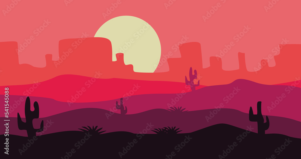 Obraz premium red twilight gradation rocky mountain expanse background