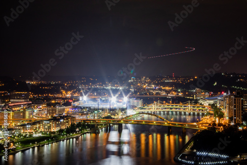 Pittsburgh pirates stadium from above across the river photo