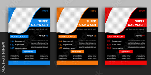 modern car wash car detailing and rental flyer, car service, and price list flyer, automobile car service flyer