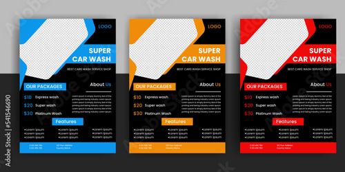 modern car wash car detailing and rental flyer, car service, and price list flyer, automobile car service flyer