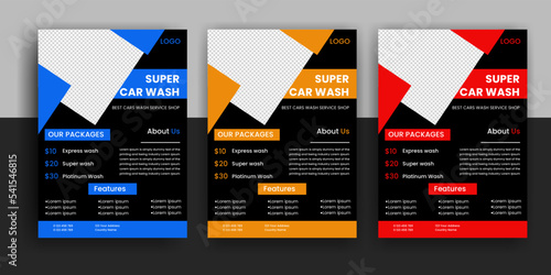 Creative Car Wash Flyer set, Abstract design carwash flyer bundle, Car Detailing, Auto Detailing Flyer, Car Wash poster templates