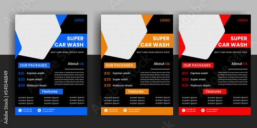 Creative Car Wash Flyer set, Abstract design carwash flyer bundle, Car Detailing, Auto Detailing Flyer, Car Wash poster templates