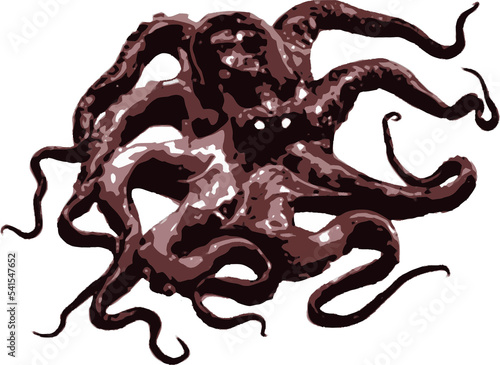 Isolated vectorial drawing of an ominous octopus.
 photo