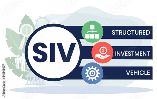 SIV - structured investment vehicle. business concept. vector illustration concept with keywords and icons. lettering illustration with icons for web banner, flyer, landing page, presentation