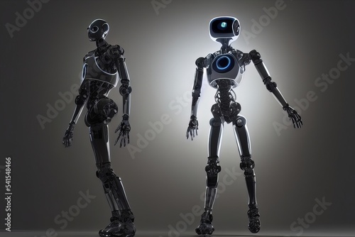 Robots. Futuristic interpretation Future 2025.Virtual reality. Generation of robots.