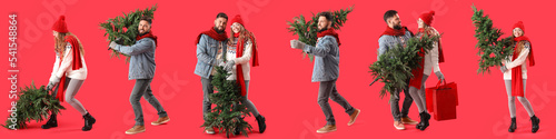 Set of people with Christma...