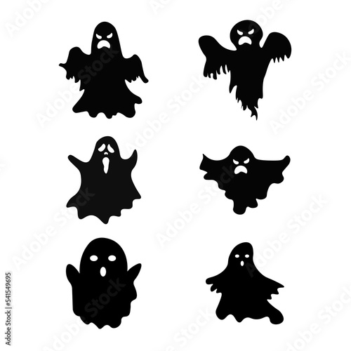 Halloween ghost black and white set 
