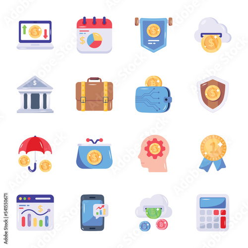 Collection of Stock Management Flat Icons 

