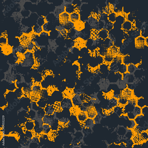 Abstract seamless pattern with urban geometric elements, shabby, drops, spots, sprays. Neon background texture. Drive modern creative wallpapers 