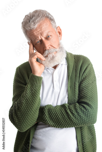 Thoughtful mature man on wh...
