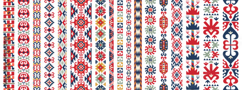 Collection of seamless patterns with Uzbek motifs. Classic geometric textures for carpets. Vector illustration. photo