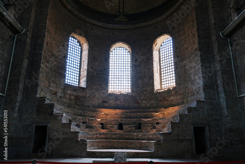 Interior of Hagia Irene, Hagia Eirene or Saint Irene, is an Eastern Orthodox church located in the outer courtyard of Topkapı Palace in Istanbul, Turkey