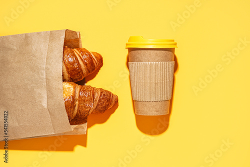 Paper cup and bag with tast...