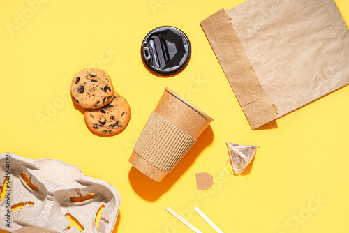 Composition with paper cup,...