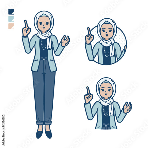 カジュアルファッションなアラビア人女性が話しているイラスト
