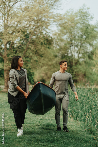 Couple with red kayak