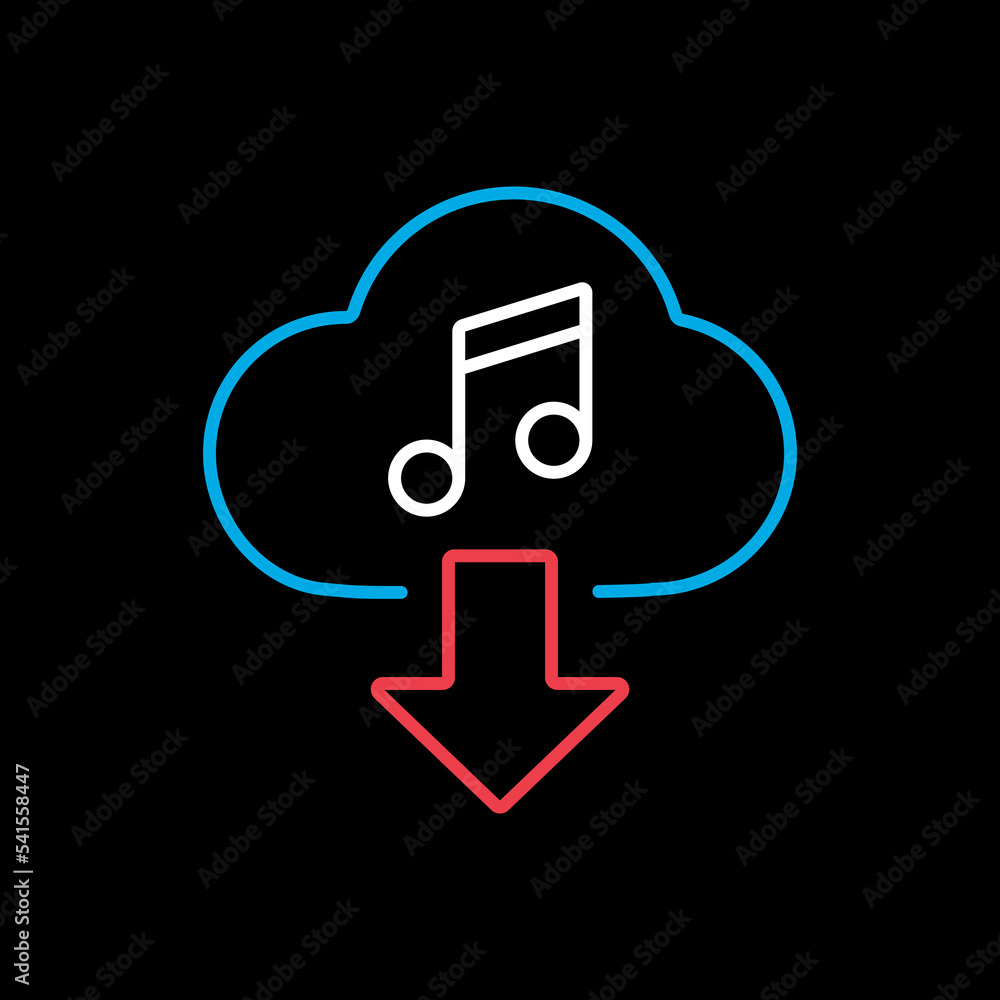 Cloud download music vector icon Cloud download music vector icon