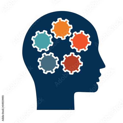 Wallpaper Mural Infographic templates, head and colored gears, 5 positions, isolated Torontodigital.ca