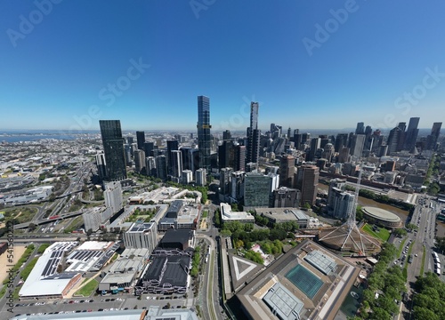 aerial view of Melbourne city skyline  Victoria Australia 