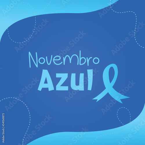 novembro azul prostate cancer post banner lettering november blue lines dark bg