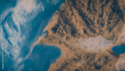 satellite image of earth with clouds, coast line and mountains © 39