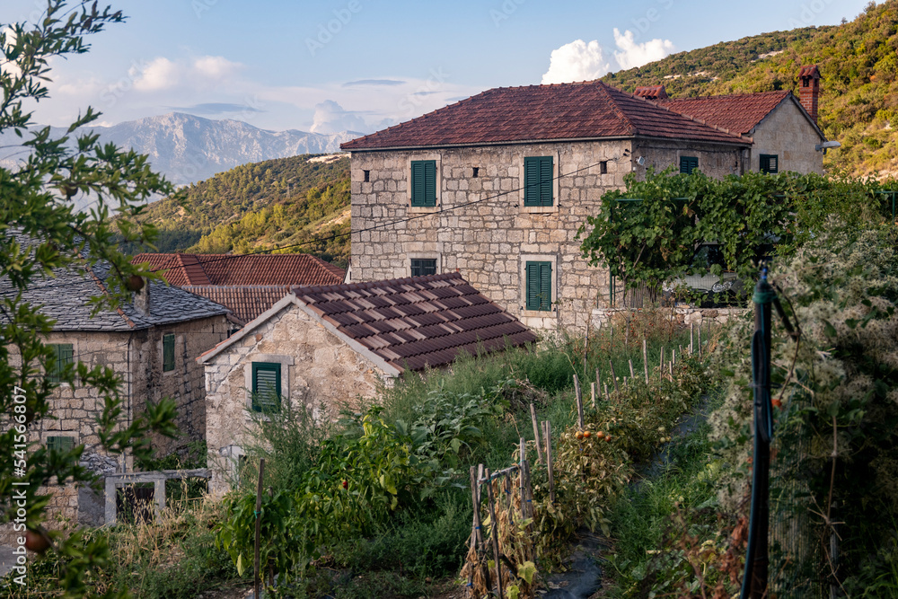 Wonderful, old stone houses of Dol, small village built on the rocky slopes on Brac island, Croatia