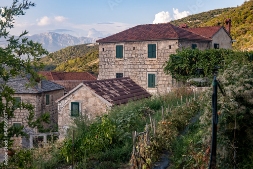 Wonderful, old stone houses of Dol, small village built on the rocky slopes on Brac island, Croatia