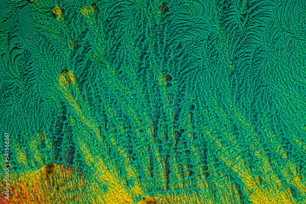 Picture of the crystals of the chemical substance Ascorbicacid, vitamin C, made by a microscope in polarized light Picture of the crystals of the chemical substance Ascorbicacid, vitamin C, made by a microscope in polarized light