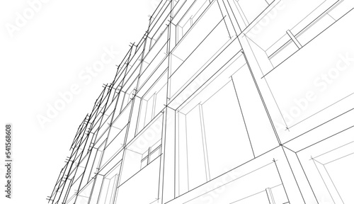 Modern architecture building 3d illustration