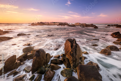 Sunset on the coastline of Pacific Grove, Monterey Bay, California. 