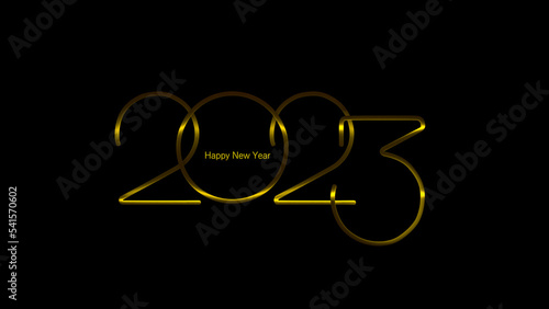 Happy new 2023 year Elegant gold text with light