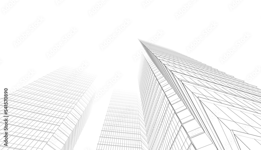 Modern architecture building 3d illustration