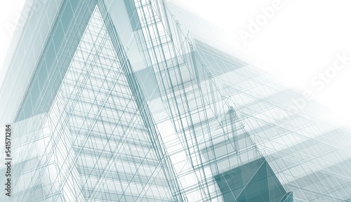 Modern architecture building 3d illustration