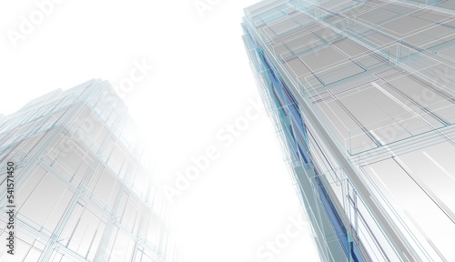 Modern architecture building 3d illustration