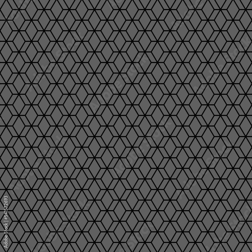 Vector illustration. The texture of the contour hexagon. Black and white, grey geometric seamless pattern. Mosaic abstract background. Hexagonal repeating geometric polygon texture.