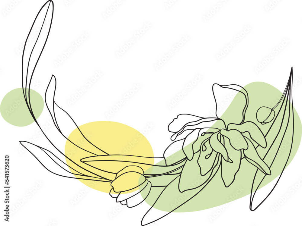 Wreth with shapes on white background. Minimal artistic flower wreath ...