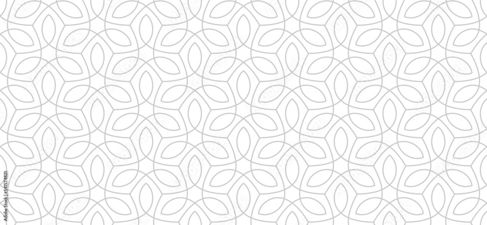 Luxury floral seamless pattern. Abstract geometric background in minimalistic linear style. Stylish vector design. - obrazy, fototapety, plakaty 