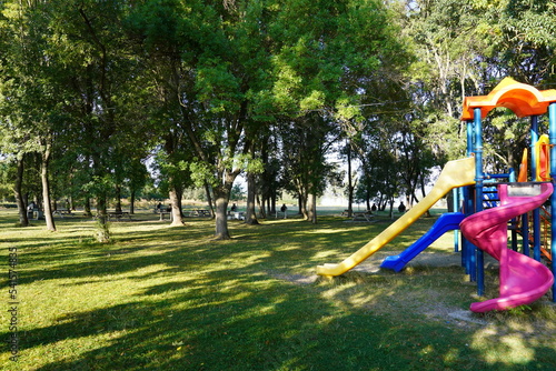 Picnic area and children's playground in the forest