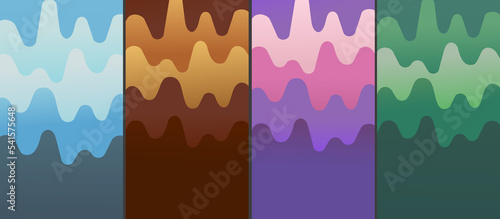 4 x COLORFUL AND WAVY BACKGROUND illustrations: blue, brown, pink and green 