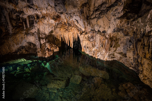 Emerald lake in Demanovska Freedom Cave (Demanovska Jaskyna Slobody) in Slovakia