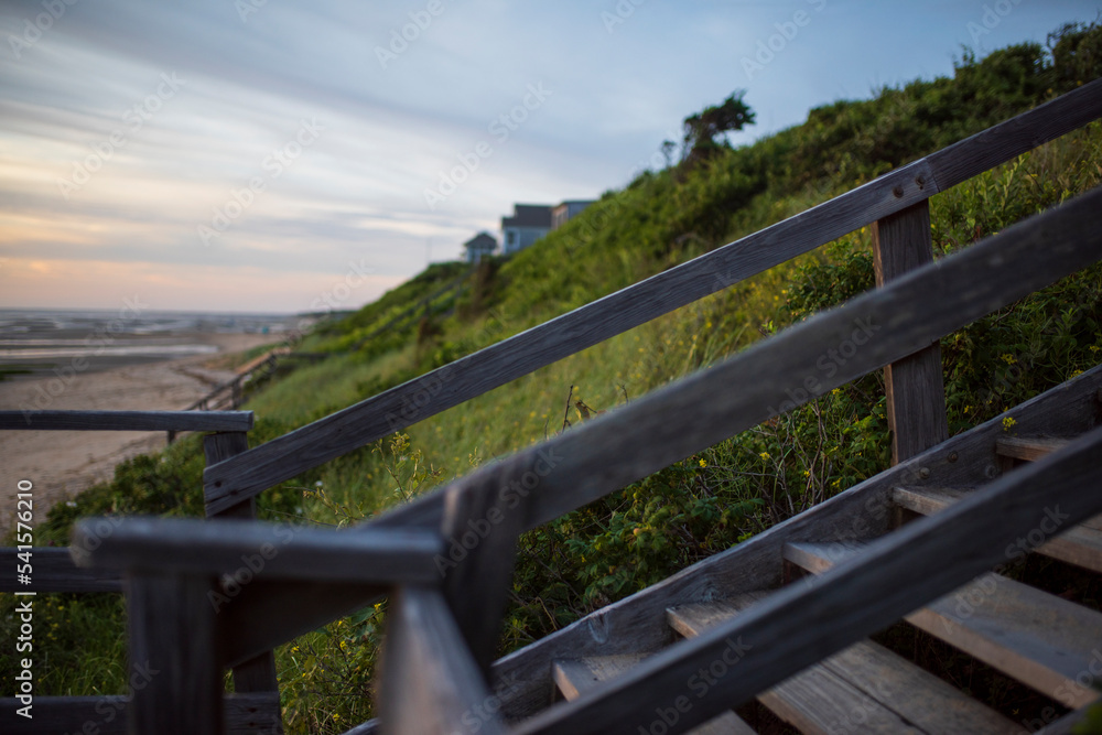 Cape cod staircase leading down to the beach