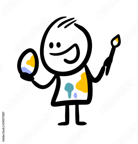 Easter illustration of creative eggs painter with brush via working.