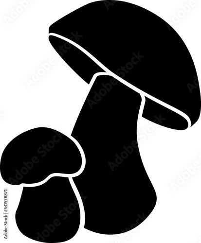 Boletus edulis, porcini forest mushrooms - vector silhouette picture with two mushrooms for logo or pictogram. Сep, penny bun two mushrooms for sign or icon