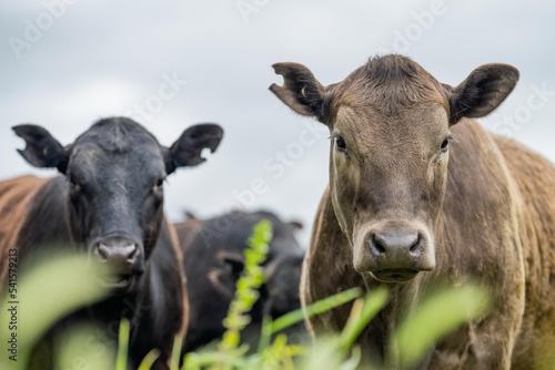 agriculture field in africa   beef cows in a field. livestock herd grazing on grass on a farm. african cow  cattle meat on a ranch