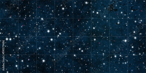 Valokuvatapetti Realistic blue nebula and stars on night sky, extra wide seamless tiling texture