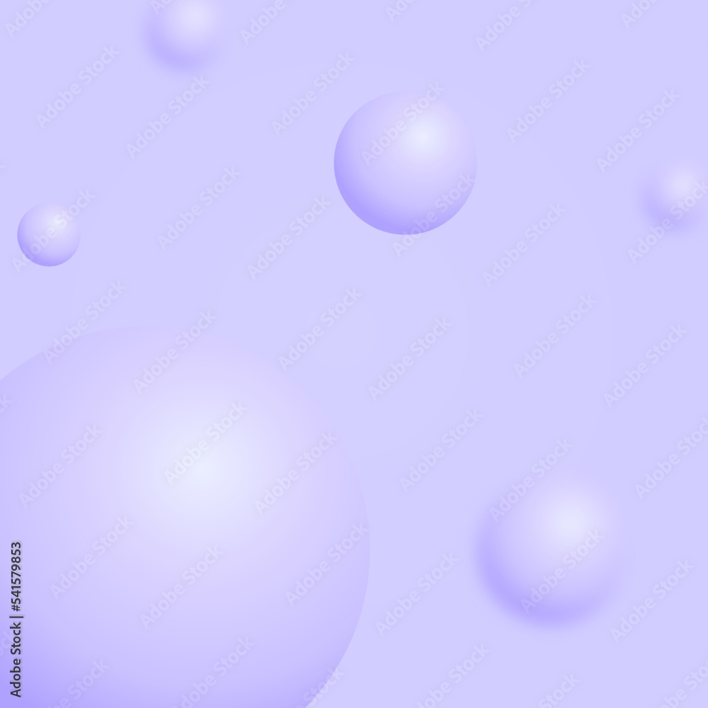 Abstract liquid fluid circles light purple color background. Square template with 3D sphere shapes for social media. Creative minimal backdrop with random bubbles for cover brochure, flyer, poster, ba