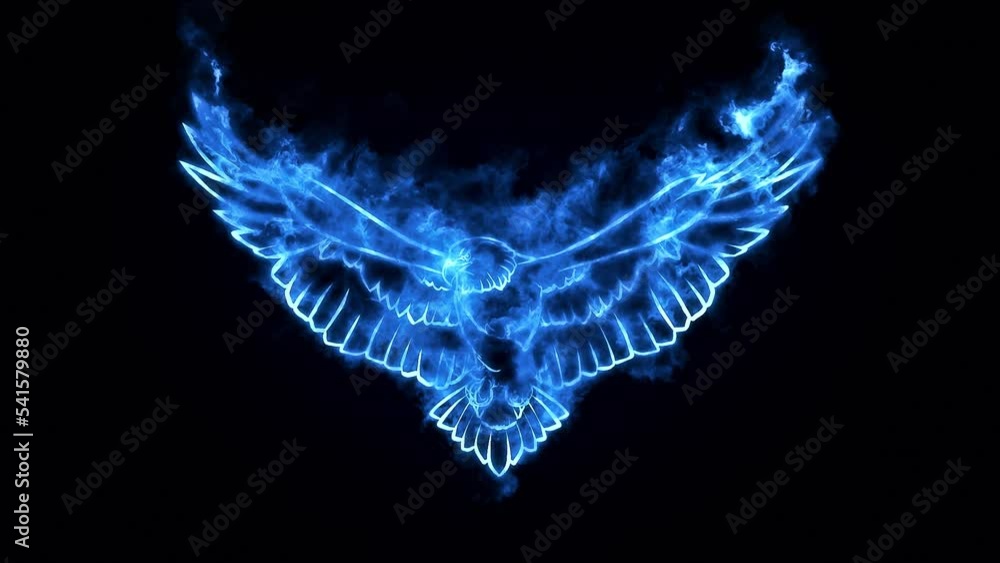 Blue Fire Burning Eagle - Animated Logo Loop - Graphic Element